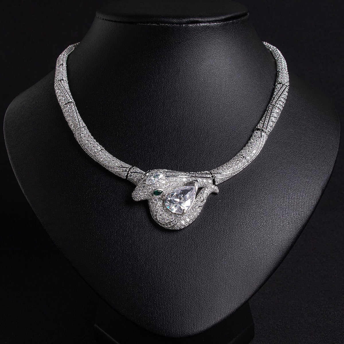 18K Gold "Petite Luxury" Snake-and-Bamboo-Knot Zircon Necklace