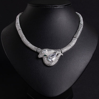 18K Gold "Petite Luxury" Snake-and-Bamboo-Knot Zircon Necklace
