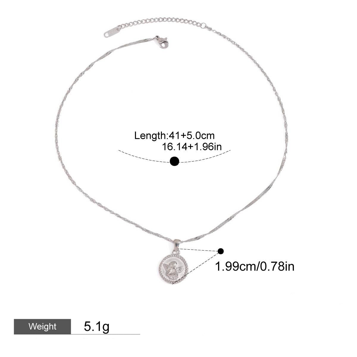 Round necklace with angel pattern design, classic and fashionable