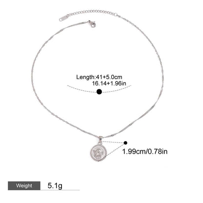 Round necklace with angel pattern design, classic and fashionable