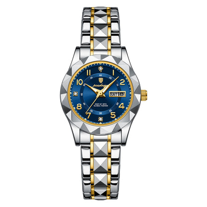 Waterproof Luminous Dual-Date Womens Quartz Watch