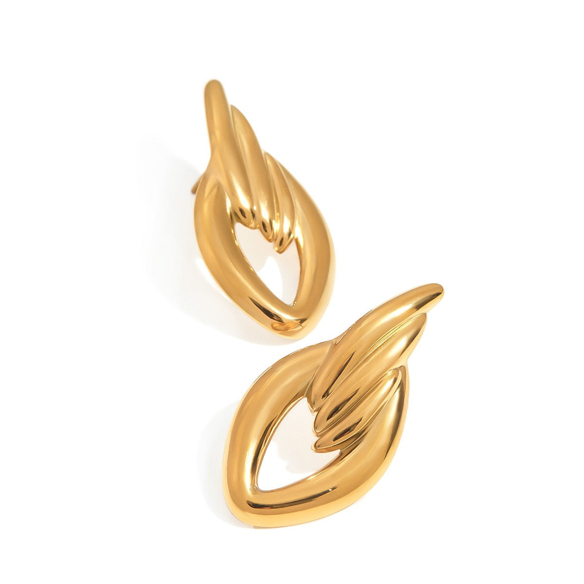18K gold geometric diamond hollow design simple personality earrings