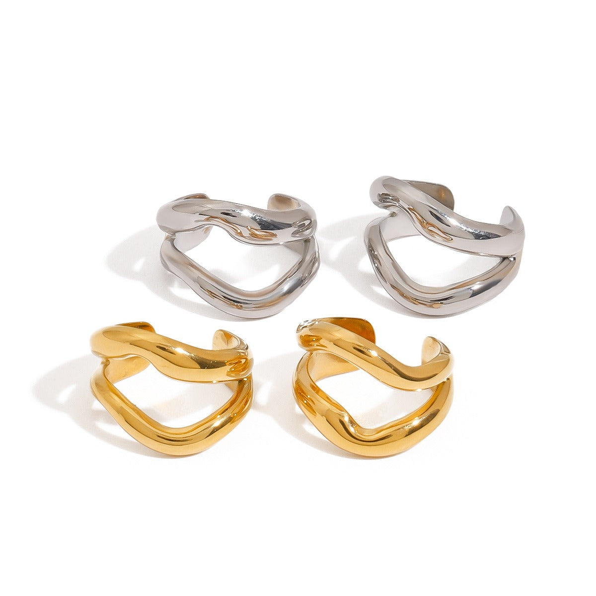 18K gold irregular shape with hollow design simple and elegant earrings