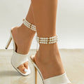 Contrast color round beads geometric handmade multi-layer imitation pearl beaded anklet