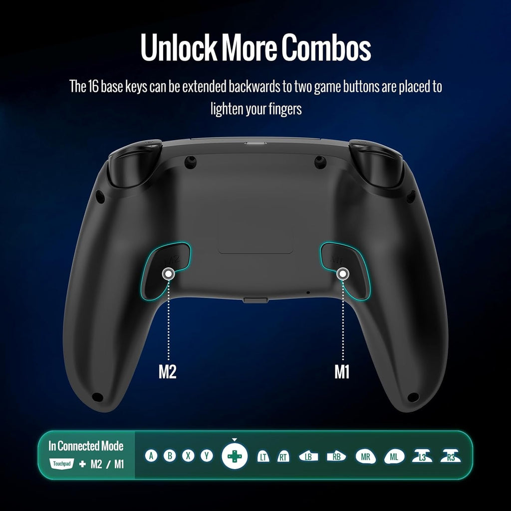 Wireless PS5 Controller with Hall Effect Sticks, RGB Lighting, Motion Control, Dual Vibration for PC