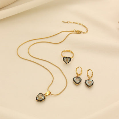 Crystal Heart Evil Eye Jewelry Set