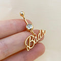 Custom Engraved Script Name Belly Ring