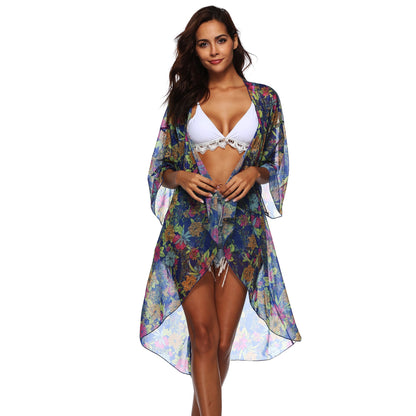 Women Irregular Asymmetric Cardigan Overclothes Loose plus Size Outdoor Beach Bikini Sun Protective Clothing