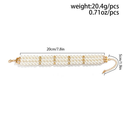 Contrast color round beads geometric handmade multi-layer imitation pearl beaded anklet
