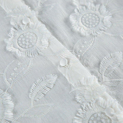 Embroidered Cotton Shirt & Shorts Two-Piece Set