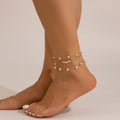 Star-Shaped Butterfly Chain Imitation Pearl Anklet