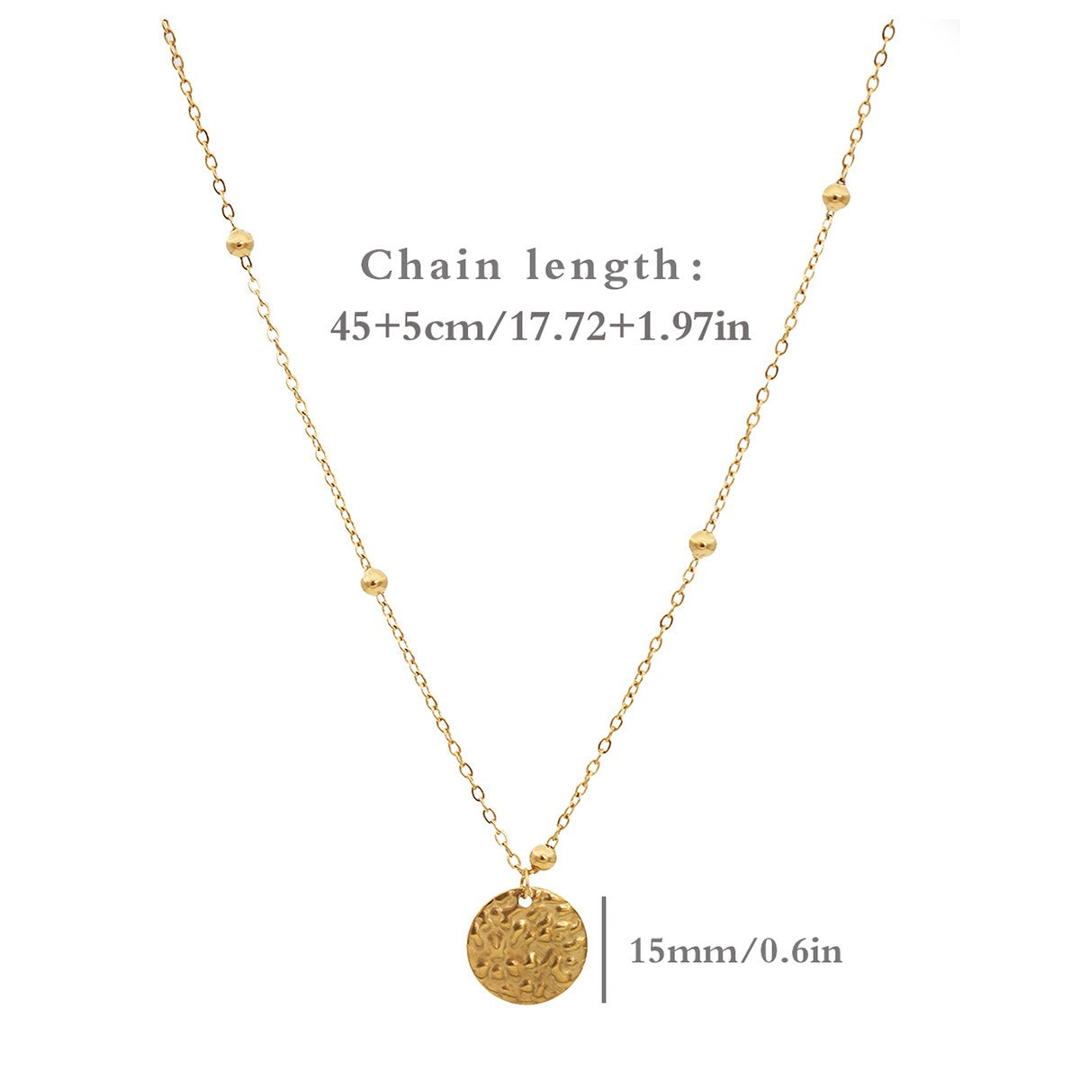 18K Gold Wind-Indented Round Necklace