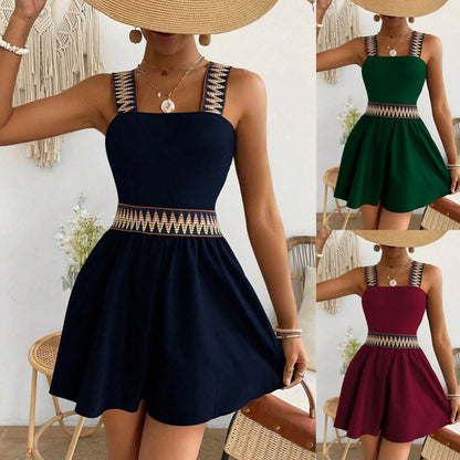 Women's Resort-Style Sleeveless Wide-Leg Jumpsuit with Cinched Waist