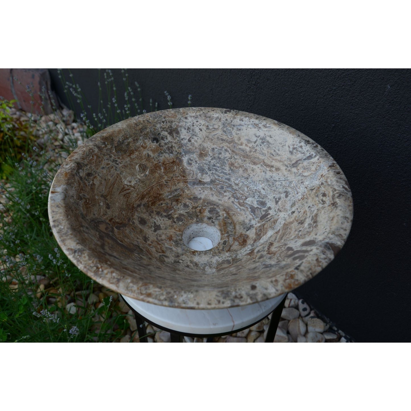 Valencia Travertine Conical Stone Vessel Sink Handmade Carved