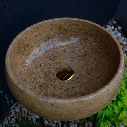 Noce Brown Travertine Vessel Sink - Handcrafted Natural Stone