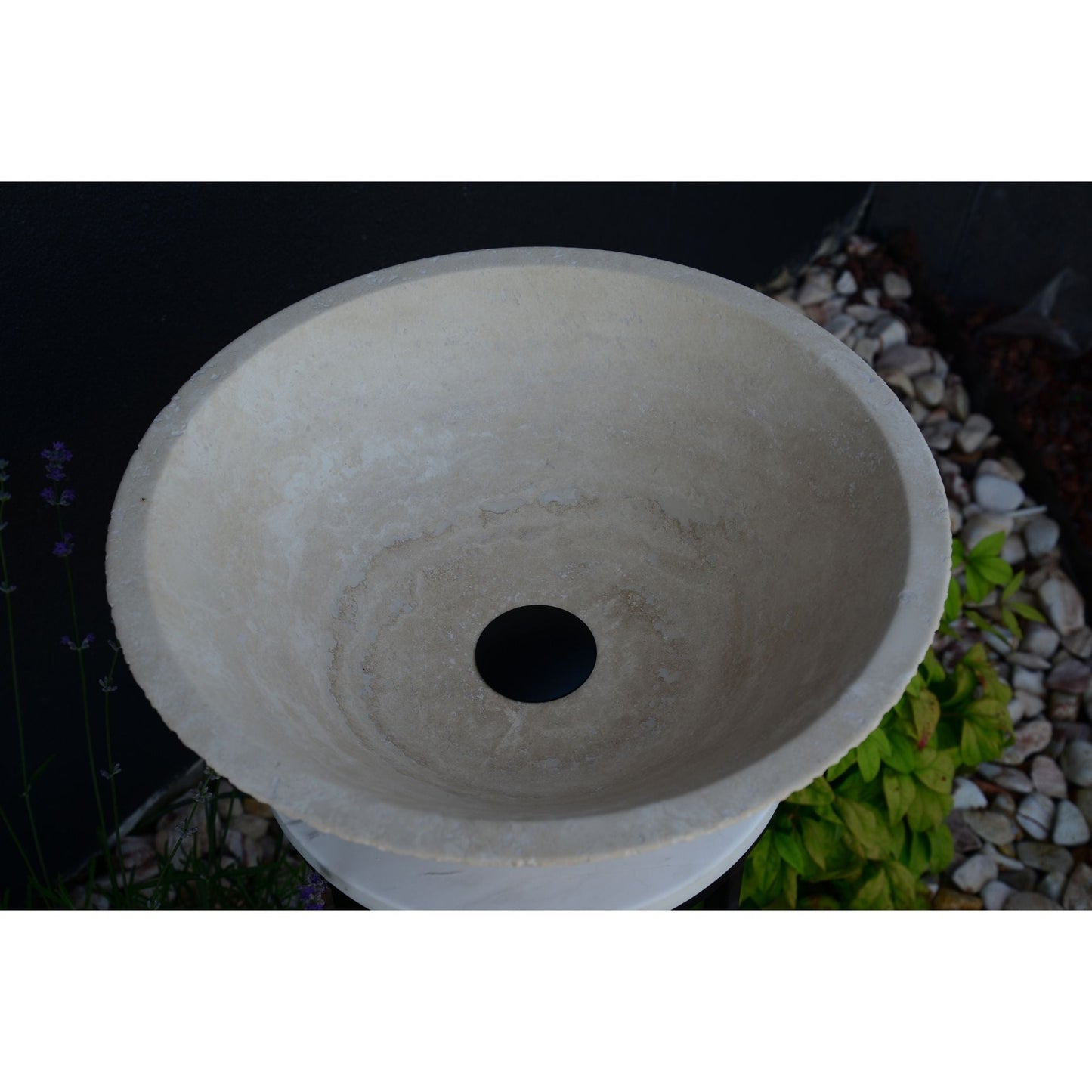 Light Beige Travertine Natural Stone Handcrafted Vessel Sink