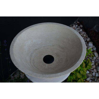 Light Beige Travertine Natural Stone Handcrafted Vessel Sink