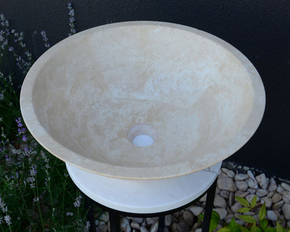 Handcrafted Light Beige Travertine Vessel Sink - Luxury Bathroom Vanity Countertop