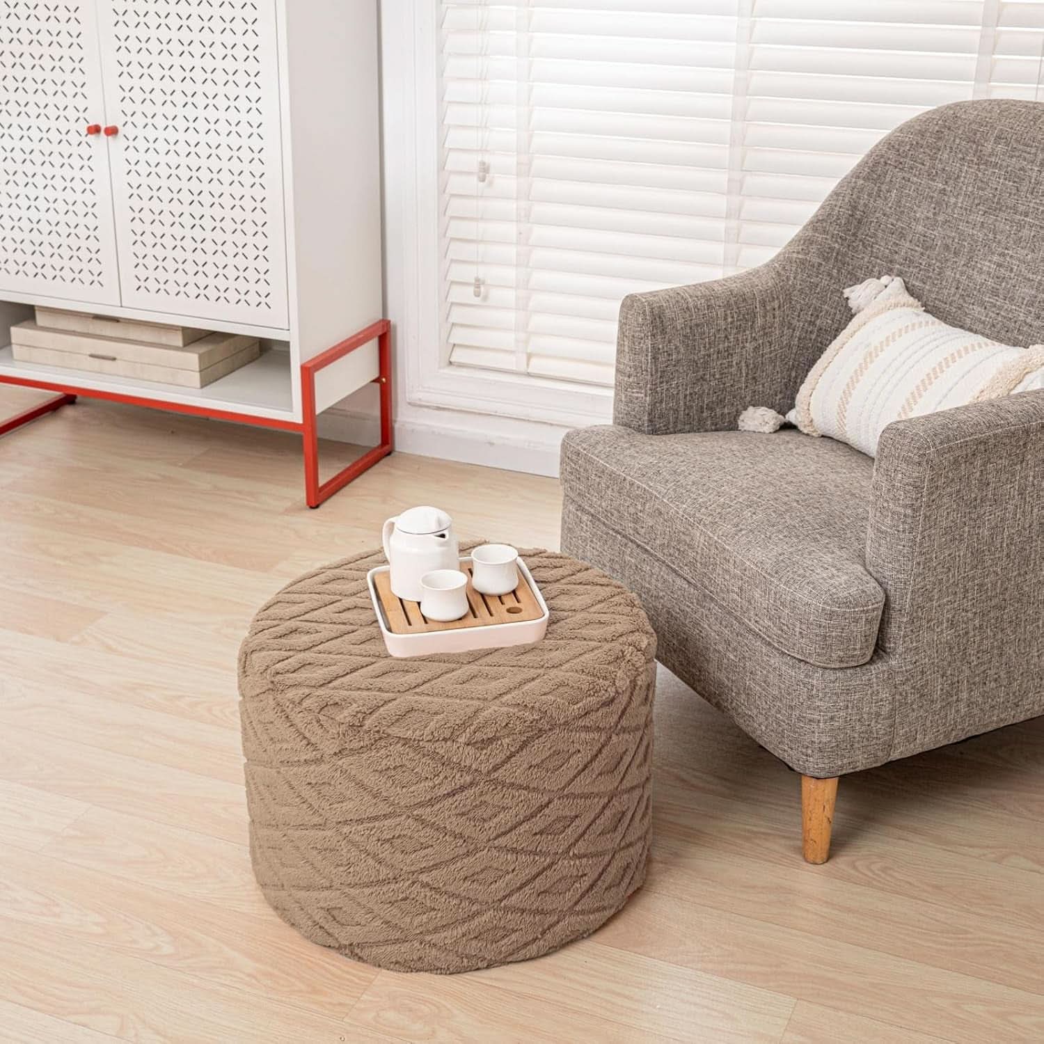 20x14 Inches Light Coffee Ultra Soft Foot Rest Ottoman