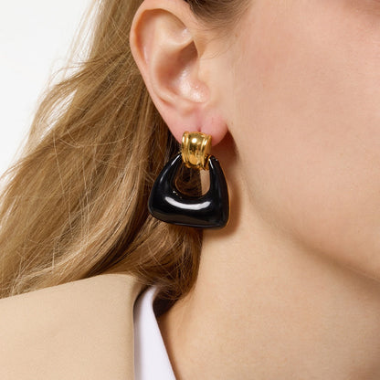 18K gold lightweight luxury enamel stud earrings