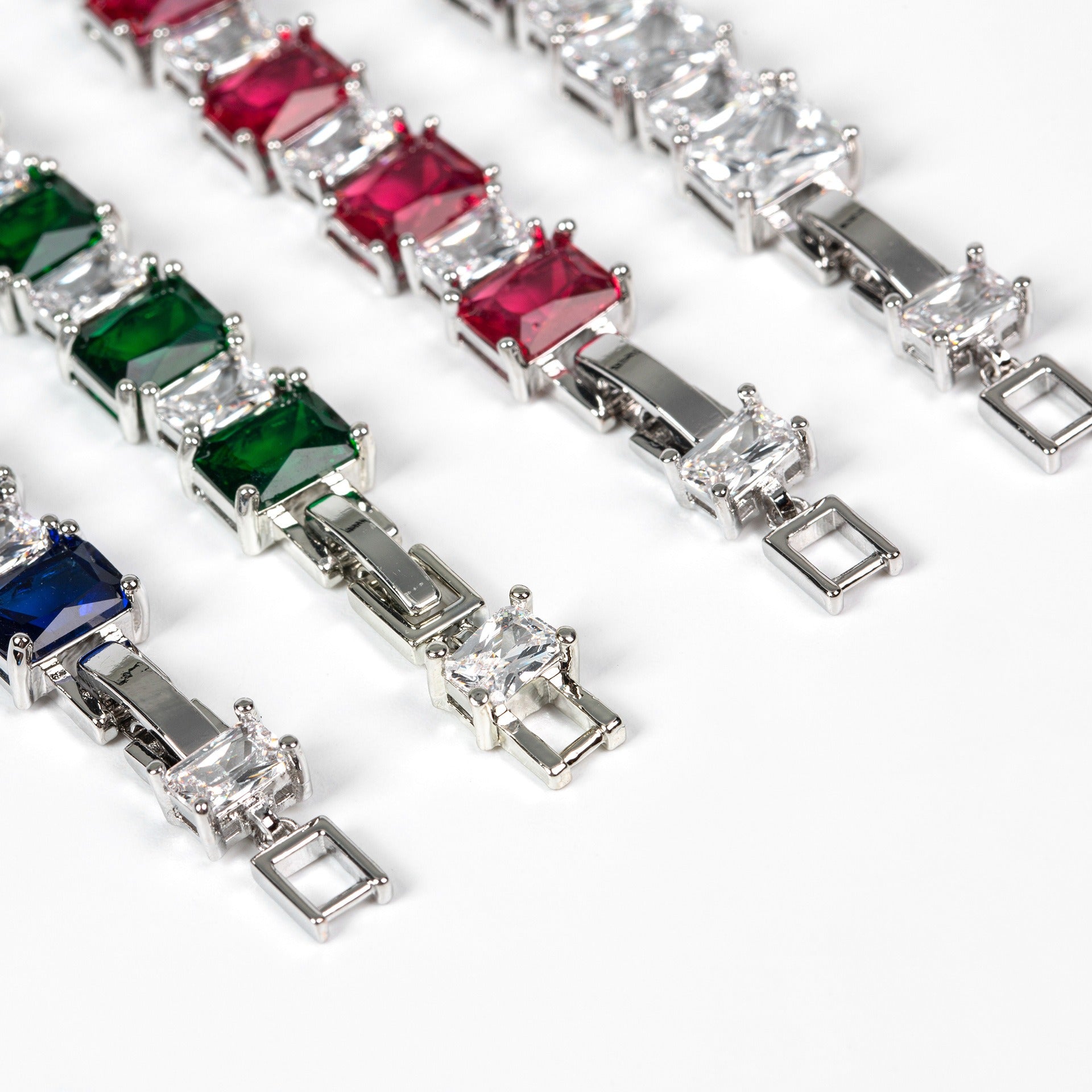Enamel-Accented Square Micro-Pavé Zircon Bracelet