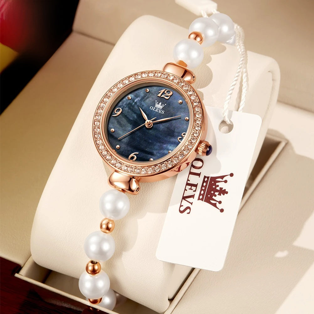 Women's Faux Pearl Bracelet Quartz Watch