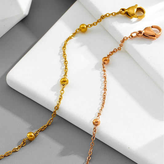 Light luxury bead necklace, rhinestone, curved hollow heart anklet