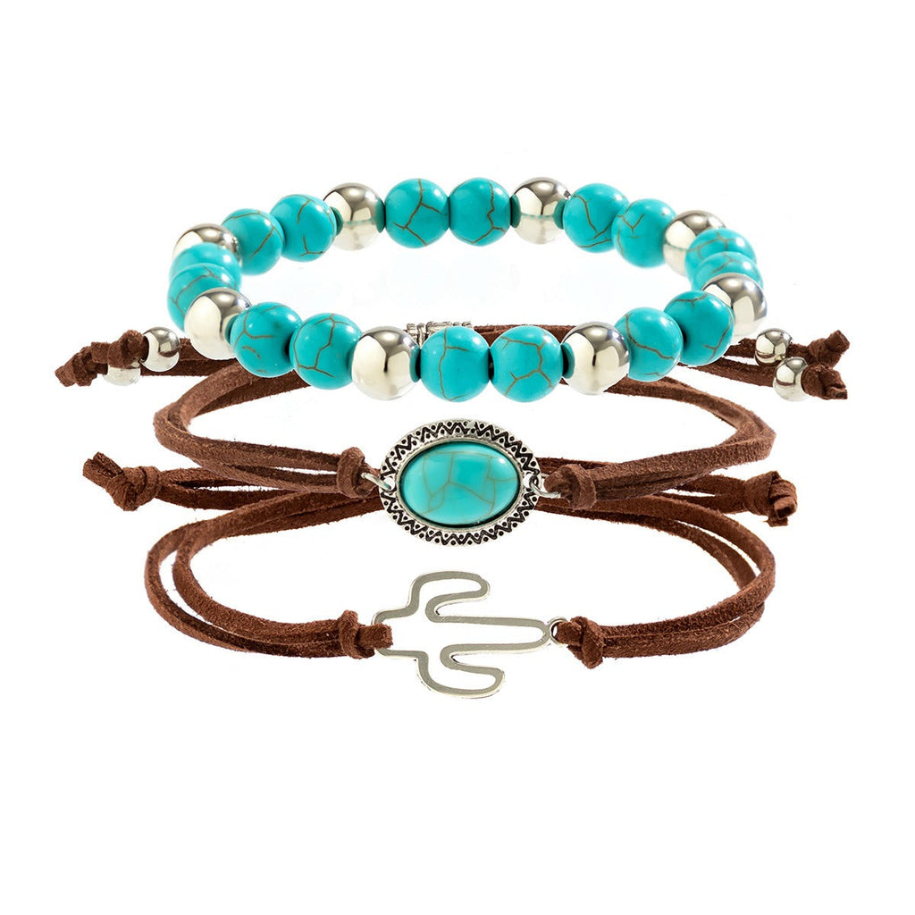 Ethnic style hand-woven gravel retro flying bird multi-layer winding leaf bracelet