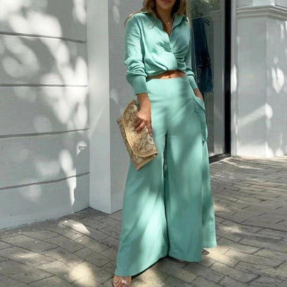 Women's Plus Size Wide Leg Elegant Pant Set