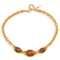 18K gold-plated titanium necklace with tiger's eye.
