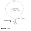 18K Gold Starfish with Textured Design Classic Fashion Necklace and Earrings Set