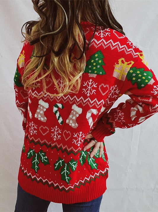 Women’s Stylish Loose Round Neck Long-Sleeved Sweater
