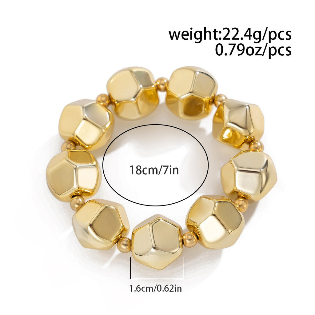 18k gold irregular personalized geometric round bead bracelet