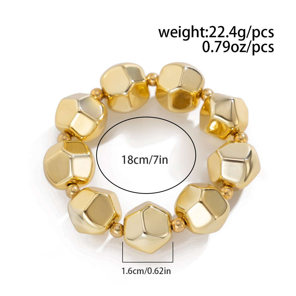 18k gold irregular personalized geometric round bead bracelet