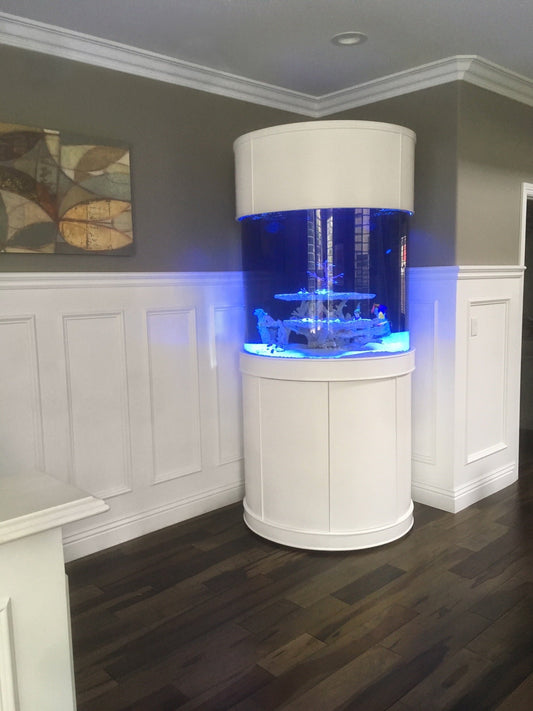90 Gallon 3/4 Cylinder Glass Reef-Ready Aquarium Set in Tulum White