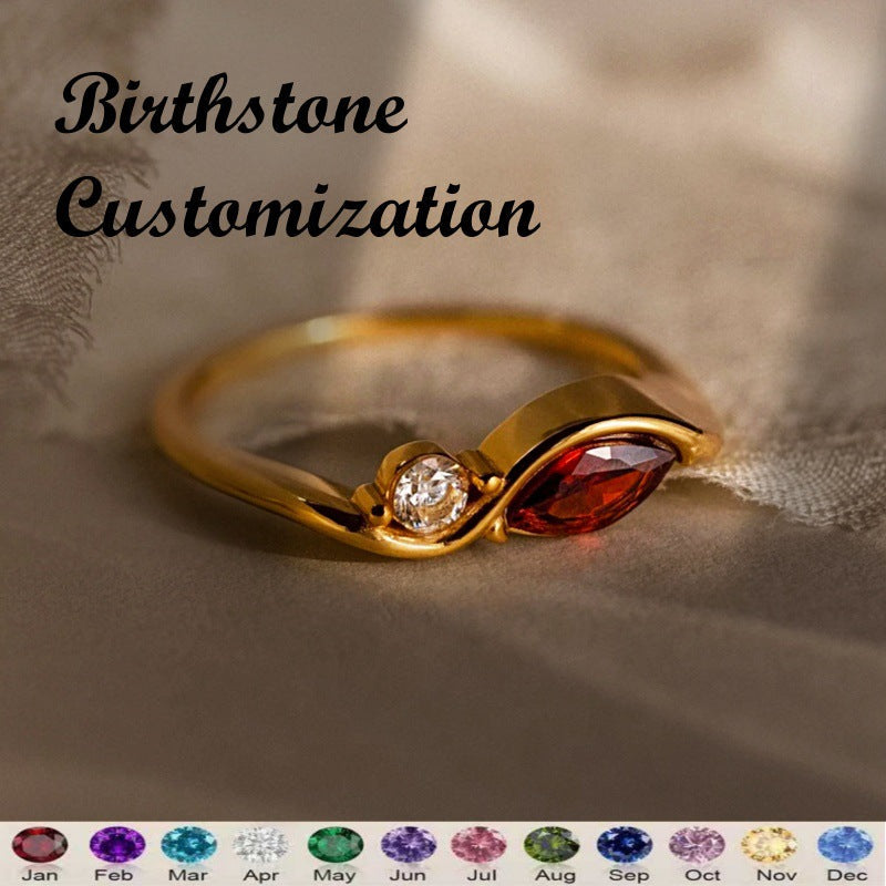 Elegant Wave Birthstone Ring