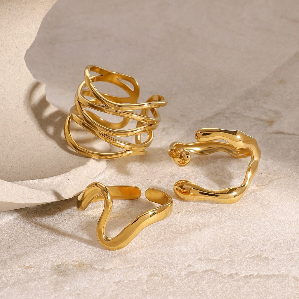 18K gold titanium steel open ring