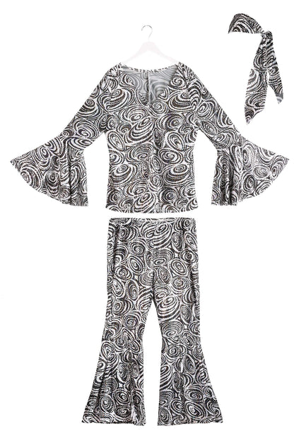 Foxy Lady Disco Costume - Women's 70s Retro Outfit with Bell Bottoms