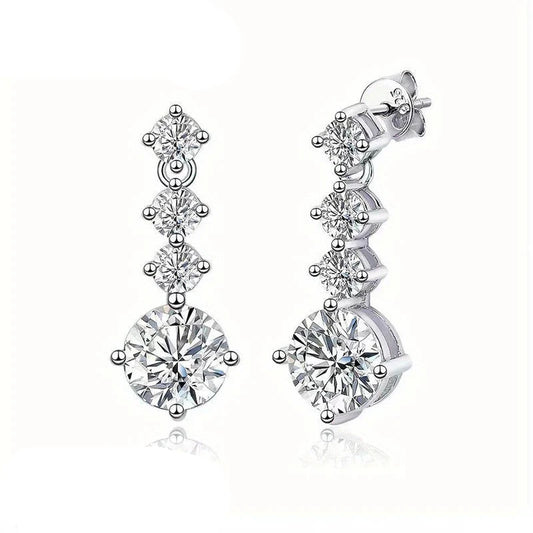Moissanite Four-Stone Drop Earrings in Sterling Silver