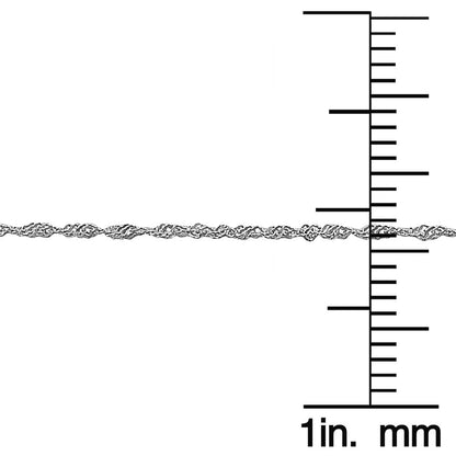 925 Sterling Silver Singapore Chain Necklace 18 Inch