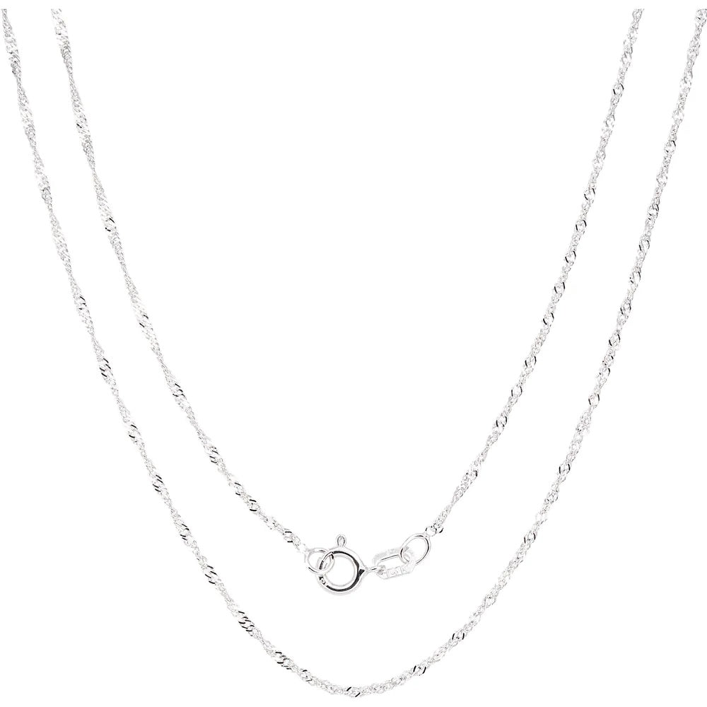 925 Sterling Silver Singapore Chain Necklace 18 Inch