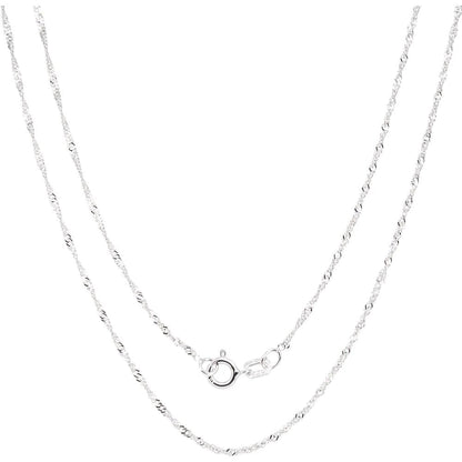 925 Sterling Silver Singapore Chain Necklace 18 Inch