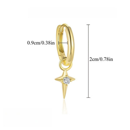 S925 silver starburst stud earrings with diamonds.