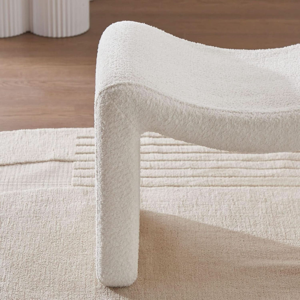 Large White Ottoman Footstool Multifunctional Living Room