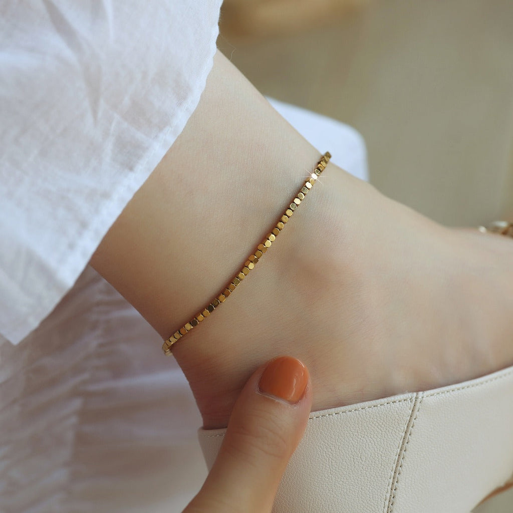 Light luxury 18K gold and silver anklet