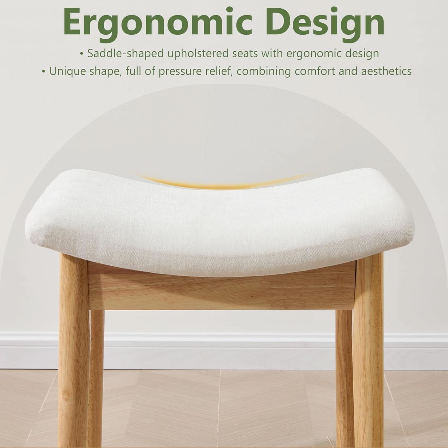 Beige Velvet Upholstered Vanity Stool 18 Inch Chair
