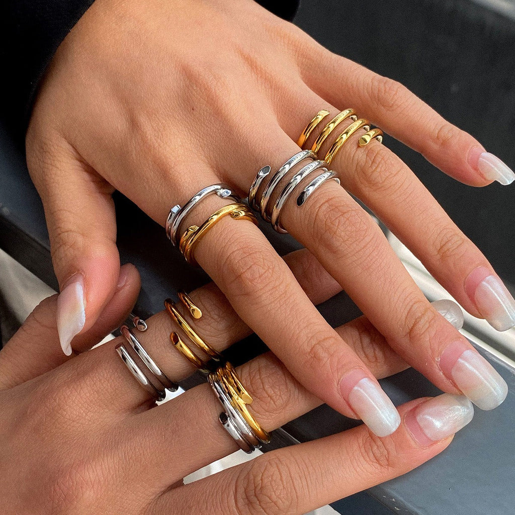18K gold and titanium steel stacking ring
