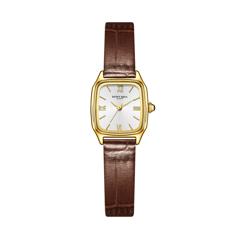 Genuine Leather Womens Watch Retro Square Dial Waterproof And Subtly Luxurious