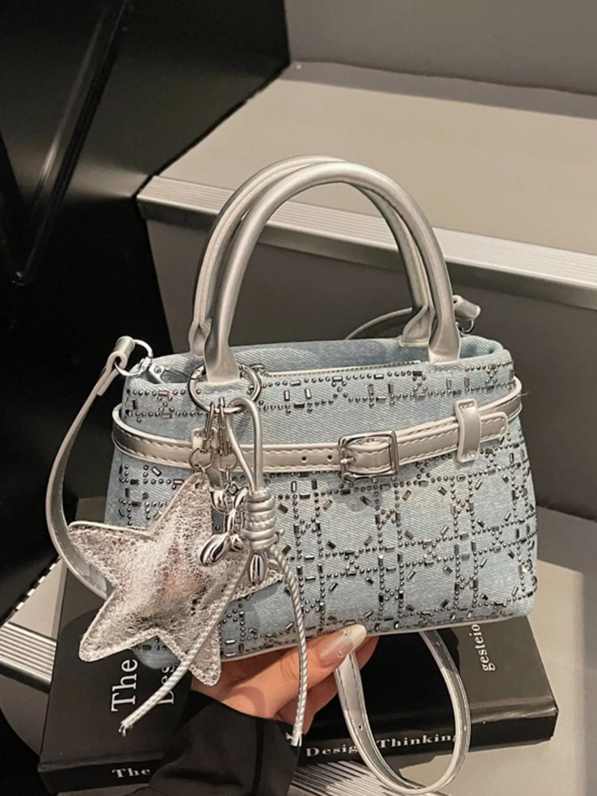 Texture Star Charm Crossbody Bag