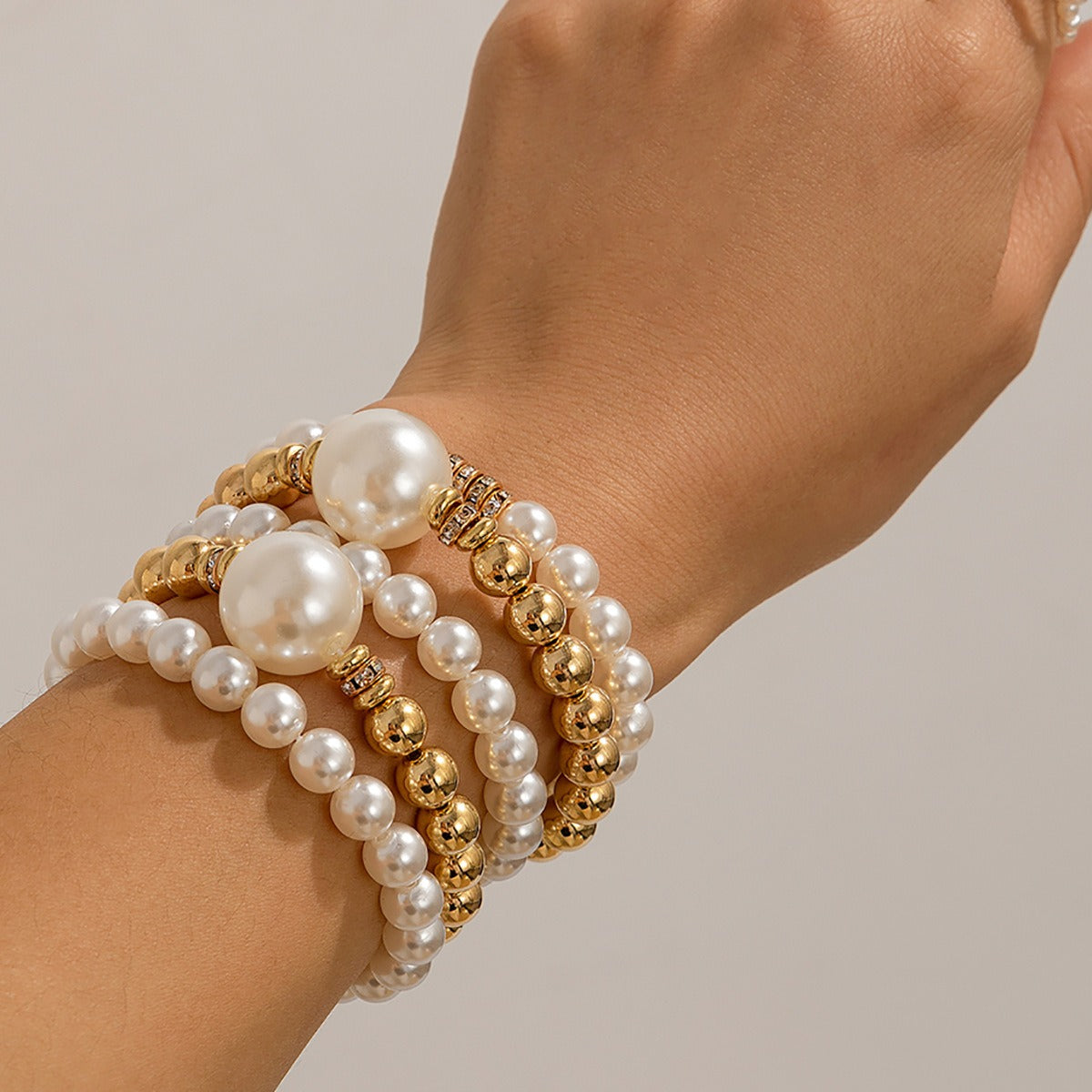 18k gold pearl stacking bracelet